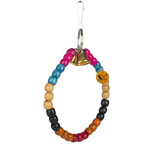 Sage Square Jumbo Playful Natural Wood Bead Swing Flexible Toy for Cockatiel, Lovebird, Budgerigar, Sun Conure, Finch, African Grey, Canary, Cockatoo, Macaw, Budgies Birds 2