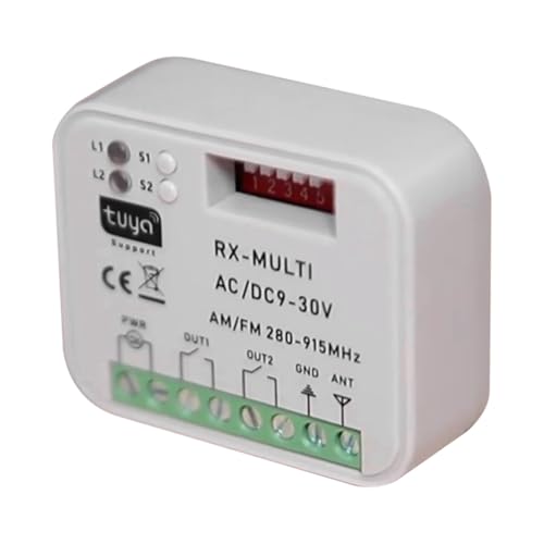 Rtxbvg Receptor Multifrecuencia Universal WiFi Inteligente, Interruptor de Relé Remoto, Automatización del Hogar Tuya para Puertas de Garaje, Tuya WIFI DC9-30V