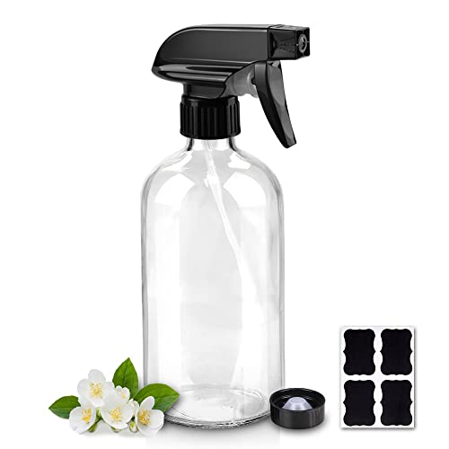 Comparison: Best Glass Spray Bottles For Cleaning 10 Worldgsb Glass Spray Bottles, 16oz Refillable Containers, Empty Boston Round Bottles with Labels & Adjustable Nozzle for Cleaning, Gardening, Aromatherapy, Pets, Plant, Hair -Clear (1 Pack)