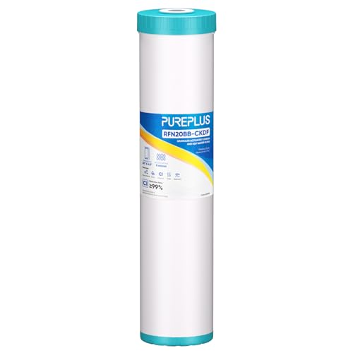 PUREPLUS 5 Micron 20 x 4.5 Whole House KDF/GAC Water Filter Heavy Metal Removal Replacement Water Filter RFN20BB-CKDF 1PACK