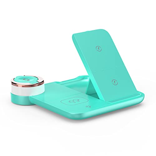 Wireless Charger, RUI MAI LAI 3 in 1 Foldable Fast Charging Station Compatible Apple Watch & AirPods, iPhone 13/12/11(Pro & Pro Max)/X/XS/XS, Qi-Enabled Android Phone(with QC3.0 Adapter)