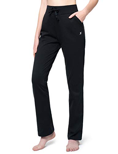 XGEAR Women's Workout Pants Slight Fleece Open Bottom Active YogaÂ Sweatpants Black 2XL