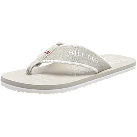 Tommy Hilfiger Men's Sporty Hilfiger Beach Sandal Flip-Flop, Stone, 8 UK Cover