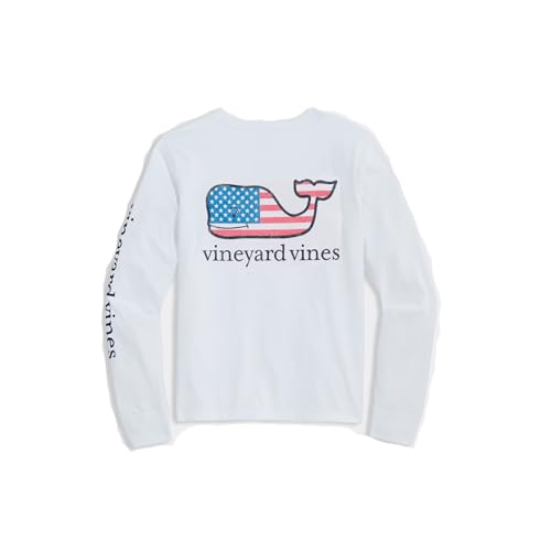 Image of vineyard vines Girl's Flag Whale Long-Sleeve Pocket Tee