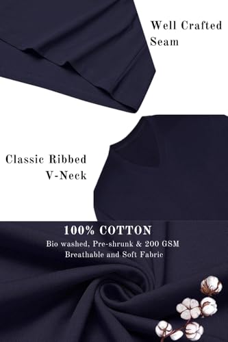 Image of Men's Cotton V-Neck T-Shirt-Soft, Breathable, Plain Solid Casual Tee for Everyday Wear & Layering