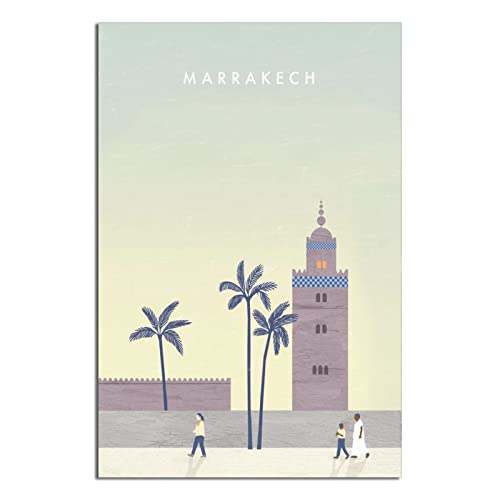 YONGCAI Póster de viaje vintage Marrakech Marrakech Marruecos en lienzo para decoración de la habitación del hogar, póster de pintura con imagen impresa para regalo