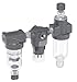 Parker 14G11A15F1GD Close Nippled Two Piece Filter/Regulator/Lubricator, 1/4" NPT, Polycarbonate Bowl, Twist Drain, 40 micron, 13 scfm, Relieving Type, 1-30 psig Pressure Range, with Gauge
