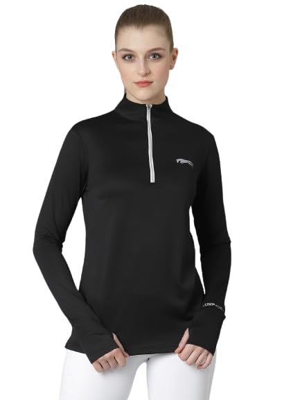 JUMP USA Women Solid Long Sleeve with Thumbhole High Neck T-Shirt