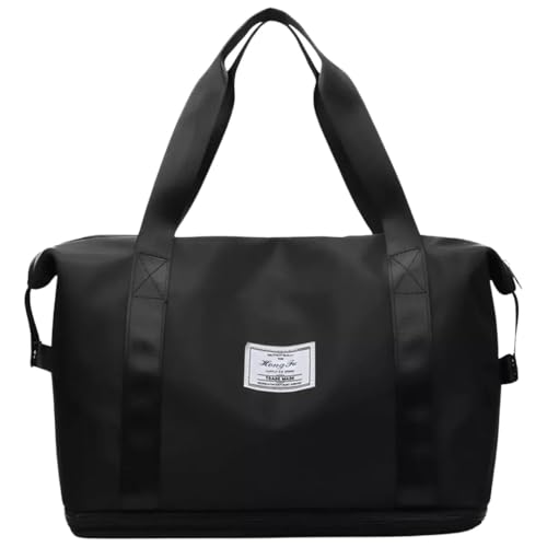 Bolsa Mala de Mão Viagem Grande Hong Fu Impermeável expansível Multifuncional Multiuso (Academia, fitness, yoga e dia-a-dia) Oxford Divisores internos Porta Celular - Preta