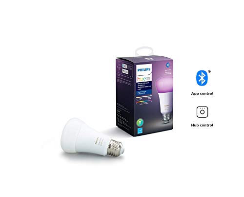 Philips Hue White and Color Ambiance A19 LED Smart Bulb, Bluetooth & Zigbee