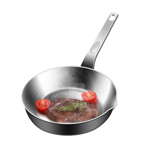Stainless Steel Egg Skillet - Non Coated Frying Pan, Versatile Heat Resistant Cooking Pan | Rapid Thermal Spread Base Design, Om