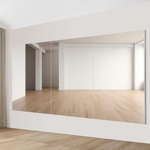 brisafe【割れないミラー 国産高透過フィルム】 長さ200cm 幅120cm 1枚ノンフレーム 連装 枚数自由選択可能 姿見鏡 軽量 大型 壁掛け 防災 地震対策 ヨガ 教室 筋トレ ダンス練習 ソフミラー クリアな映り おしゃれ 簡単設置工具付き