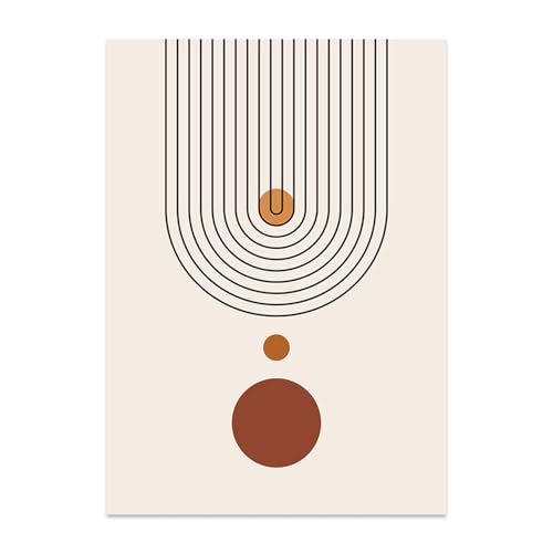 Pósteres abstractos de arcoíris boho en tonos beige para decorar tu sala de estar moderna 4