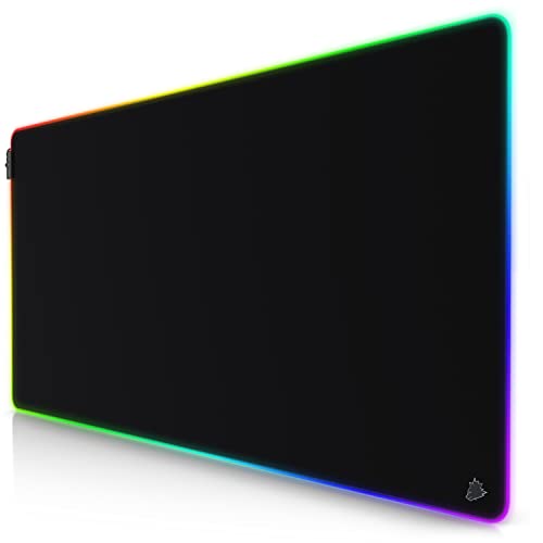 TITANWOLF - RGB Tapis de Souris Gaming XXL 120 x 60 cm - LED Lumineuse Tapis de Souris Multicolore 11 Modes - 1200 x 600mm - Surface antidérapante pour Les Joueurs de l’Ordinateur PC et du Mac – Noir