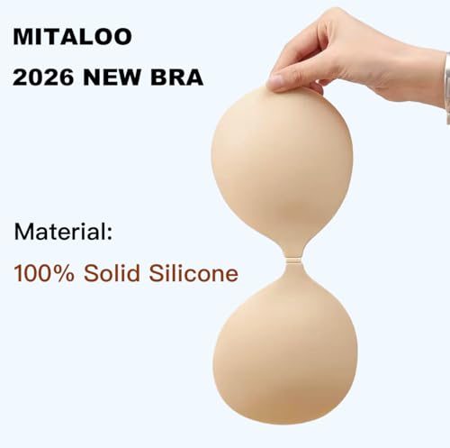 MITALOO Sticky Bra Slicone Adhesive Bra Seamless Push Up Invisible Strapless Backless Covers for Women Beige — view 3