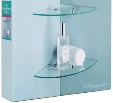 2 Tier Glass Bathroom Corner Shelves