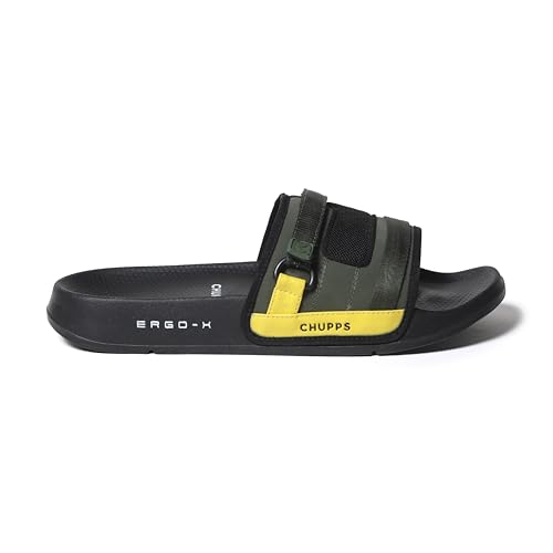 Image of CHUPPS Element Grey & Black Drift Orthopedic Slippers | Soft Footpharma Footbed | Breathable Ventilation Holes | Lightweight Flip Flops | Anti-Skid Chappals for Everyday For Mens