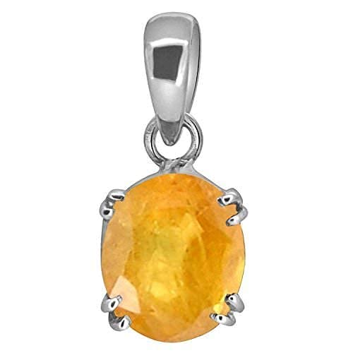 Collier saphir jaune précieux pendentif Pukhraj ajustable, cadeau idéal en argent