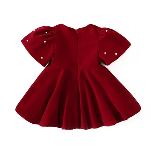 famuka Baby Toddler Girl Red Dress Long Sleeve Princess Dress2