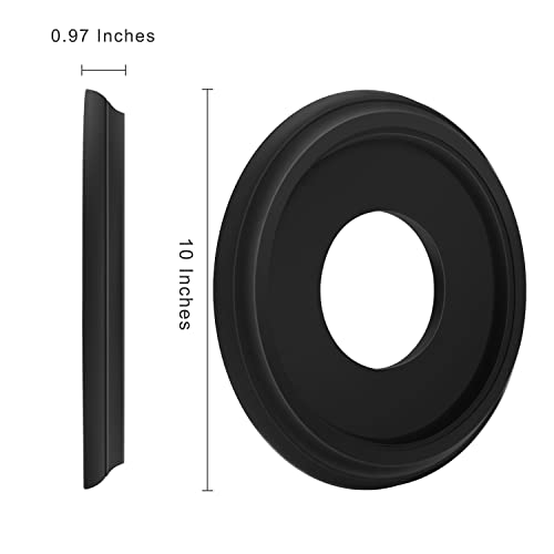 Canomo One Piece Molded Pu Ceiling Medallion For Light Fixtures And Ceiling Fans, 10" Od X 3 7/8" Id, Matte Black #TOP3