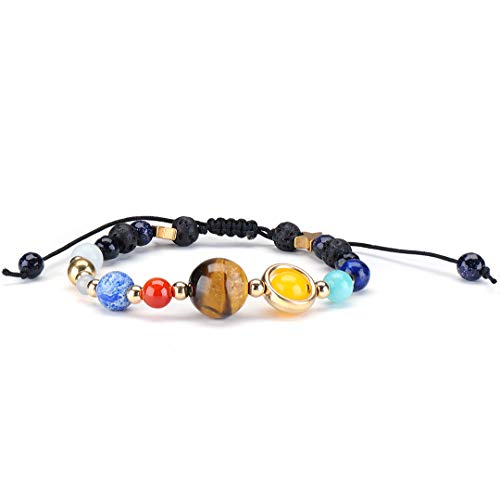 Sistema solar Galaxy ajustable Cuentas de piedra Pulsera trenzada Universo Nueve...
