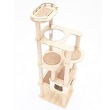 キャットタワー 木製 高さ180cmスリムタワー 宇宙船カプセル 大型猫 据え置き型 多頭飼い 爪とぎ 猫タワー ハンモック 人気 おしゃれ 透明ボウル (nkz12 滑り止めマット付)