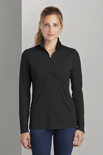 SPORT-TEK PosiCharge Tri-Blend Wicking 1/4-Zip Pullover ST407, Black Triad Solid, X-Small4