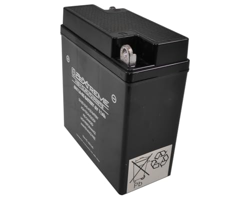 2EXTREME Batterie 6N11A-BS 6V 11Ah AGM 121x58x130mm kompatibel für BMW R26 R27 Simson S50 S51 SR50 SR80 Heinkel Bella MZ – wartungsfreie Motorrad Starterbatterie