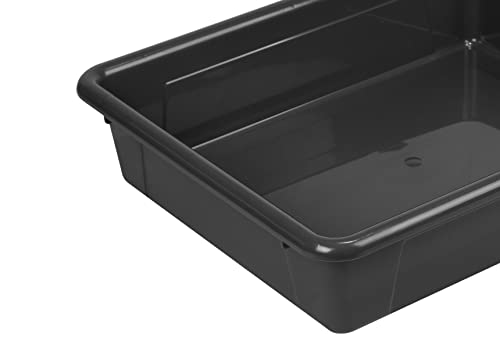 Image of Storex Letter Size Flat Storage Tray - Organizer Bin with Non-Snap Lid for Classroom, Office and Home, Black, 5-Pack (62535U05C)