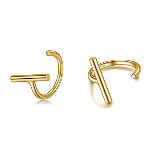 2 Pairs Huggie Hoop Cartilage Earrings 925 Sterling Silver Piercing Cuff Stud Earrings Ball,Star