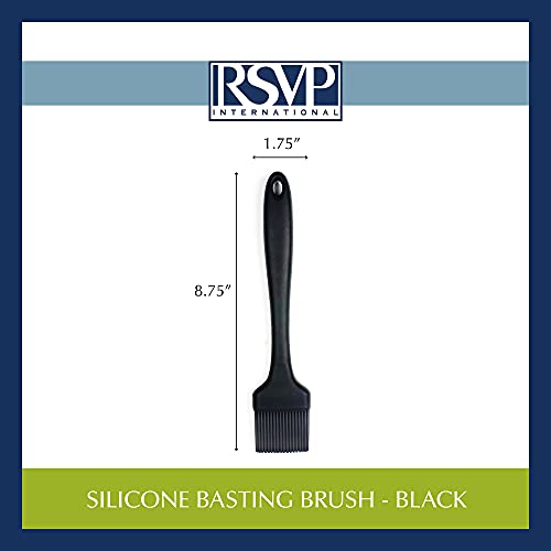 Rsvp International (Ebb-Tq) Silicone Basting Brush, Black, 8.75" | Gently Spreads Butter, Sauces, Marinades, & More | Dishwasher Safe & Heat Resistant | Bbq Grill, Baking, Preparing Meats #TOP6