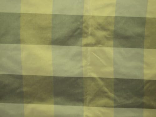 Tissu taffetas 100% pure soie verte à carreaux de haute couture - 5