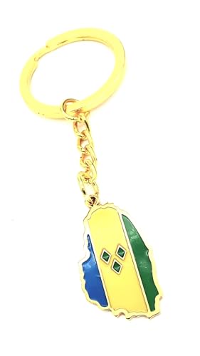 SNS Components Porte-clés en métal émaillé avec drapeau de Saint-Vincent-et-les Grenadines