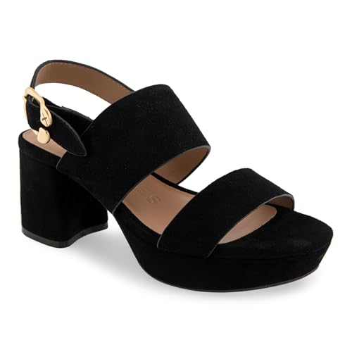 AEROSOLES Women's Camera Platform Heeled Sandal, Black Suede, 8.5 Wide2