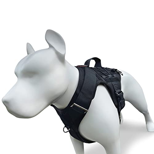 Albcorp Tactical Dog Vest Harness – Military Molle Modular System - No-Pull Service Dog Vest, Front Leash Clip With Hook & Loop Panels, Padded Handle, For Medium, Large Dogs - Black, Large #TOP7