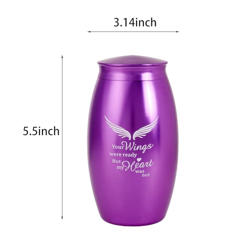 Image of Small & Medium Urn for Human Ashes for Women Mom Girl Grandma | 5.5 inch Medium Cremation Purple Angel Decorative Urns for Human Ashes Female,A Perfect Tribute & Gift for Families