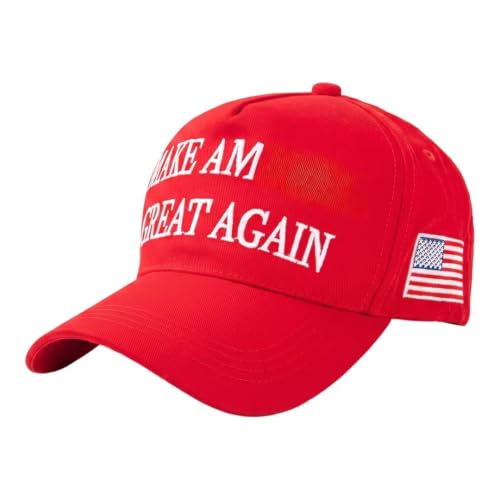Aitsite Trump MAGA Mütze mit lustigen Haaren - Visierhut rot Make America Great Again Visier Lustige Hüte