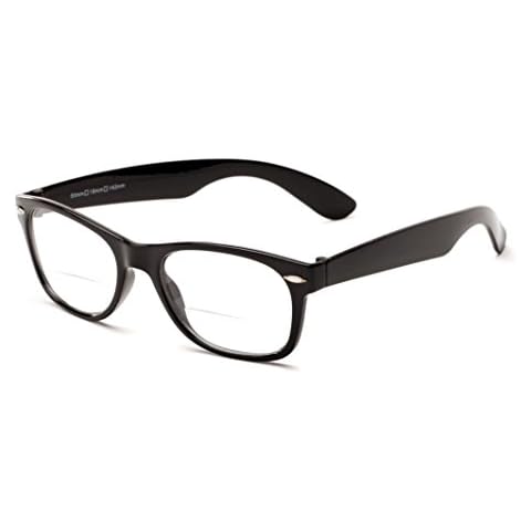 I-Sential Bifocal Reading Glases Black Frame Clear Lens Mens Womens Retro Classic & Case +1.75 Cover