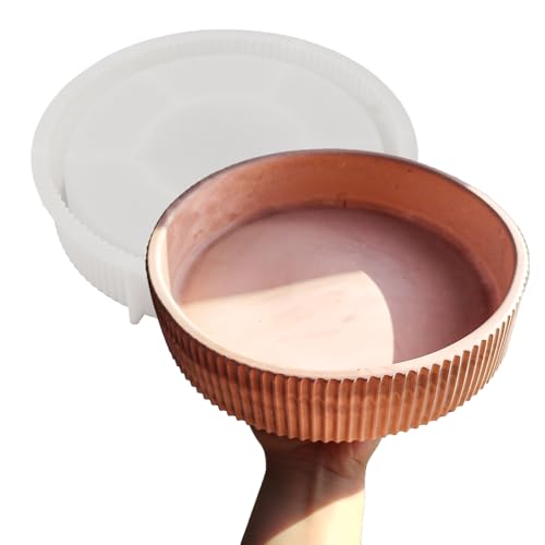 Wehous Large Round Striped Tray Resin Mold, Tray Silicone Molds w...
