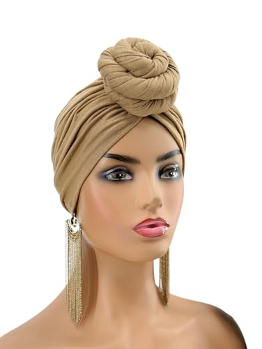 Bun Pre-Tied Turban | Pretied Head Wraps For Chemo | Hair Loss Cover | Alopecia Scarfs