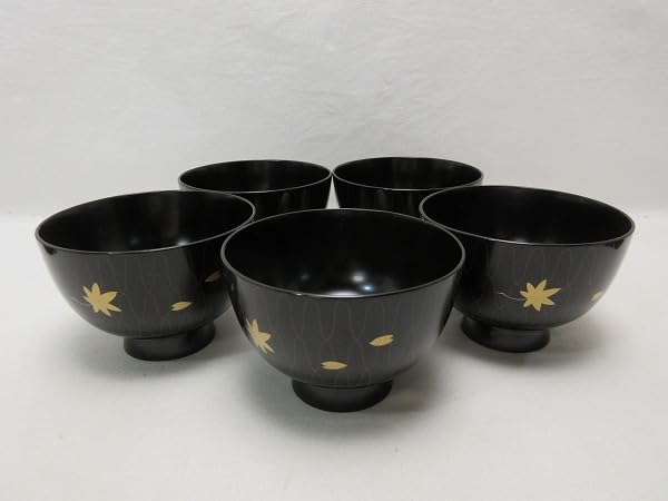 Amazon.co.jp: 茶道具 平安堂造 網雲錦 小吸物椀 5客組 木製漆器 栞 共 