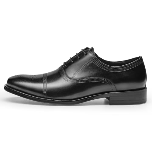 Mens Dress Shoes - Semi-Brogue Oxfords in Genuine Leather | Cap Toe Dress Shoes3