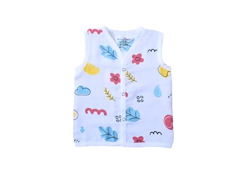 Image of MamaBee Organic Cotton Muslin Button Jabla | Printed Jabla | for Boys & Girls | Soft & Comfortable Baby Products | Sleeveless Vest | Snap Button Jabla |