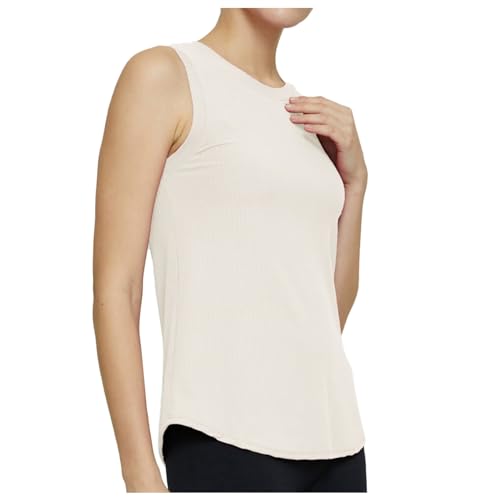 Camiseta sin mangas atlética para mujer, para salir, correr, casual, Y2K, cuello redondo, dobladillo curvado, fluida, linda, primavera, entrenamiento, lisa, transpirable, moderna, para gimnasio,