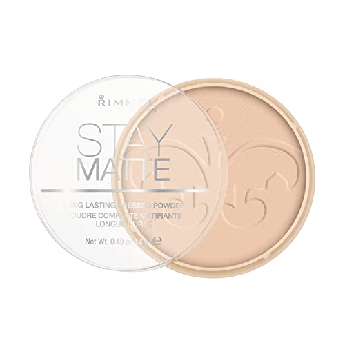 Rimmel Stay Matte Pressed Powder, lightweight, creamy texture, high coverage, long-lasting shine control for up to 5H, Cruelty-Free