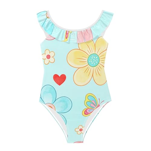 Traje de baño para niña de 3 a 6 años con estampado de flores y secado rápido de verano