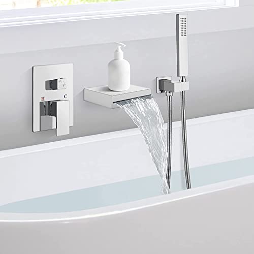 Robinet cascade mural avec douchette bronze huilé pour baignoire