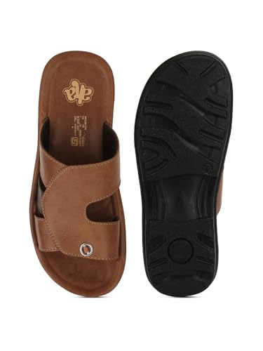 Image of Liberty A-HA MPU-58 Casual Flat Sandal For Men - Black,Brown, Tan PU Slip-on Slipper - Stylish Footwear for Travel, Office & Home - Soft Padded Sole - Lightweight and Durable - Outdoor Chappal for Man