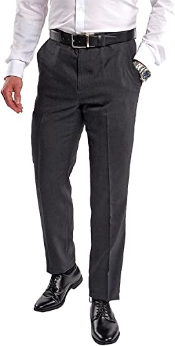 Hirschthal Pantalon de survêtement pour homme avec plis à repasser - Coupe droite et coupe slim - Plusieurs tailles et couleurs - Gris - W56 Cover