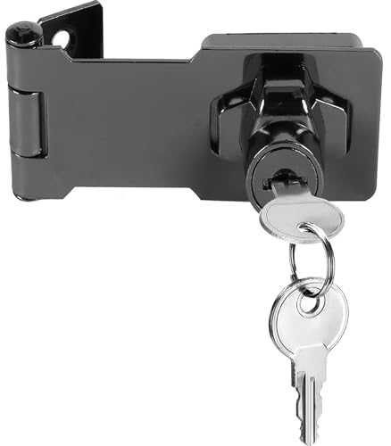 Litensh 3 Inch cadenas à loquet porte en avec différentes clés, moraillon de verrouillage, serrure boîte aux lettres, fermoir cadenas serrure placard verrou porte pour tiroir, d'armoire, armoire noir